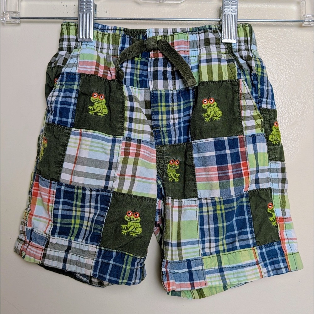Gymboree Tree Frog Plaid Patchwork Shorts Froggy Friends 2012 Size 2T